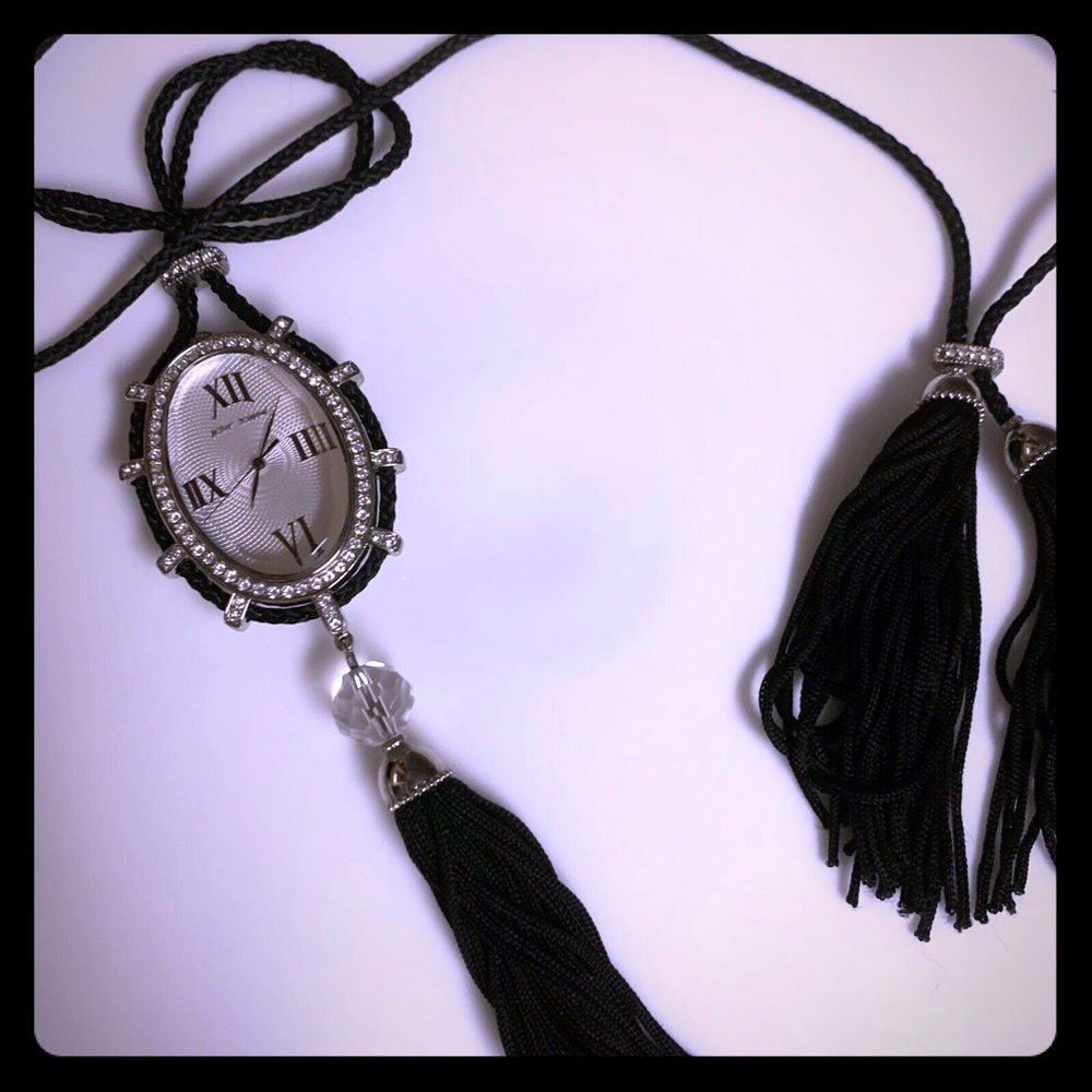Juicy Couture Watch Pendant Necklace with Tassels